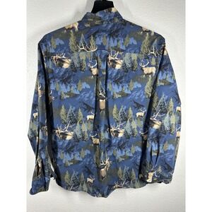 Cabelas‎ Mens Elk Forest Landscape Button Up Shirt L G